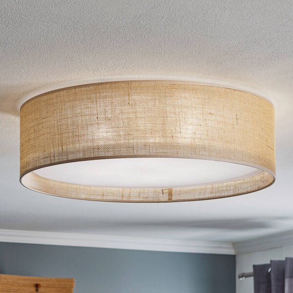 TK Lighting Stropní světlo Juta, Ø 60 cm, stmívatelný, Hnědá / rez, Obývací pokoj / jídelna, Textil / tkanina / hedvábí