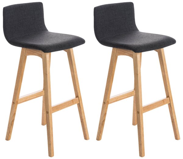 Barové židle Belling - 2 ks - látkové čalounění a dřevo | tmavě šedé