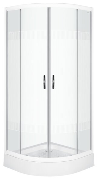 Novoterm Čtvrtkruhový sprchový kout NV-Xenia Duo 80x80 bílá/potisk + vanička