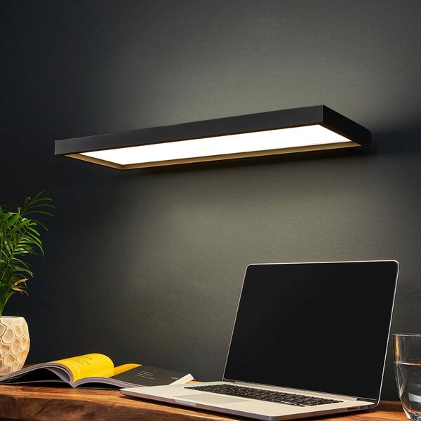 Arcchio LED nástěnné světlo Rick, černá, univerzální bílá, stmívatelný, Černá, Pracovna / kancelář, Plast, Moderní