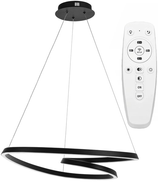 Toolight Toolight, Moderní LED závěsné stropní svítidlo + dálkový ovladač APP796-CP, černá, OSW-05502