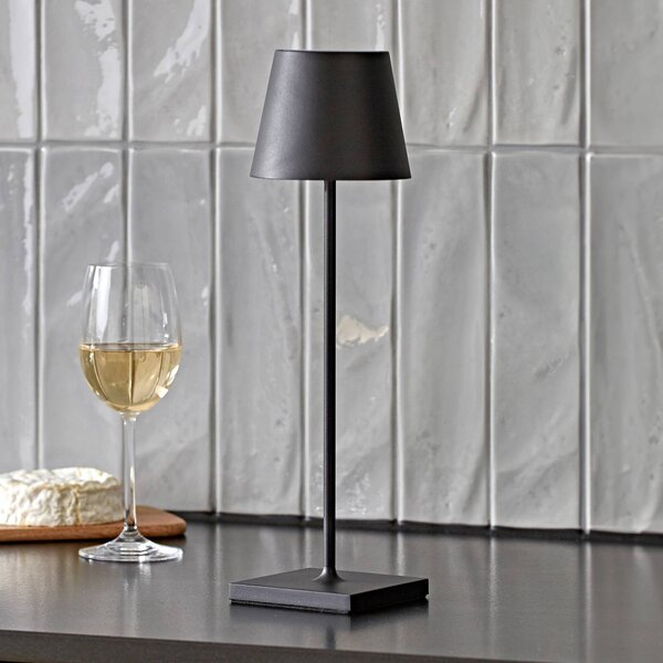 Sigor Nuindie LED dobíjecí stolní lampa, USB-C, černá, IP54, stmívatelná, stmívatelný, Černá, Obývací pokoj / jídelna, Hliník, Moderní