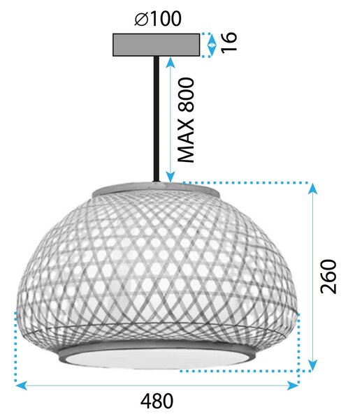 Toolight Natural, závěsné stropní svítidlo 1xE27 APP1649-1CP, přírodní hnědá, OSW-05116