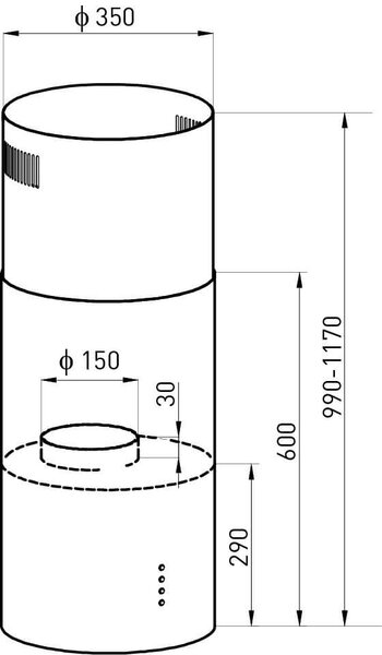 Novoterm Odsavač par ostrůvkový Shadow 35 WH, bílá mat