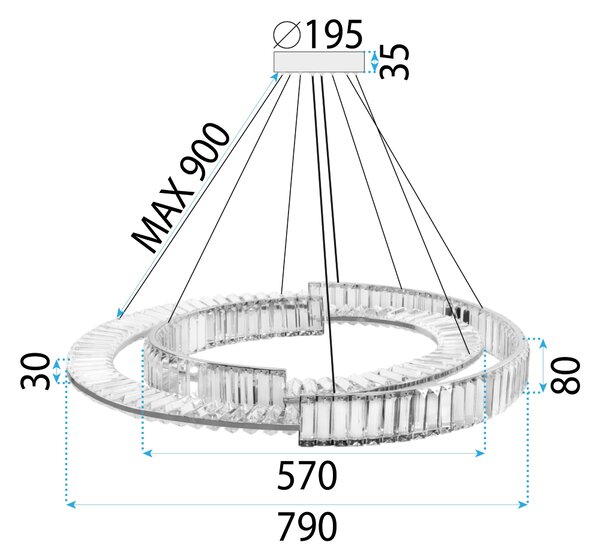 Toolight Toolight, LED křišťálové stropní svítidlo APP1525-CP60/80, chrom, OSW-06973