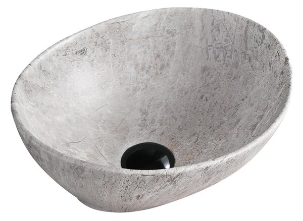 BPS-koupelny Keramické umyvadlo na desku HYD-LO-MAR2-405 40,5x33 cm, šedý mramor