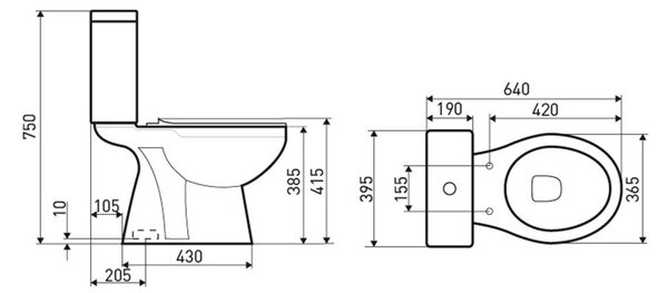 Novoterm WC kombi NV-Clear SO se spodním odpadem a WC sedátkem