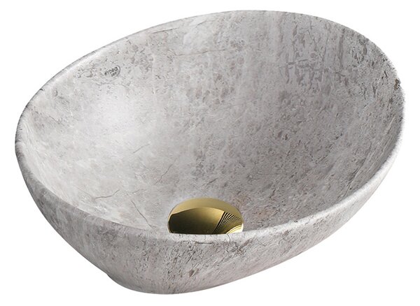 BPS-koupelny Keramické umyvadlo na desku HYD-LO-MAR2-405 40,5x33 cm, šedý mramor