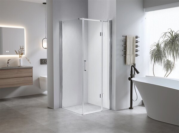BPS-koupelny Čtvercový sprchový kout HYD-SK1390B 90x90 chrom/transparent + vanička HYD-SSV-RIKO černá