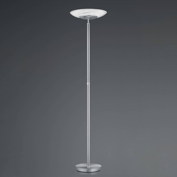 HELL LED stojací lampa Findus, 1 zdroj, nikl, stmívatelný, Hliník / šedá / zinek, Obývací pokoj / jídelna, kov, Moderní