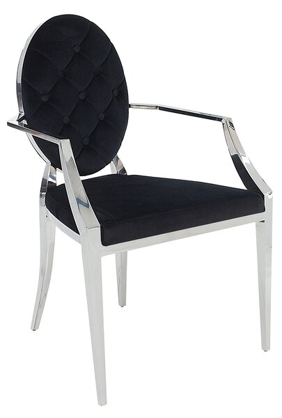 Jídelní židle INVICTUS, s područkami, černý samet