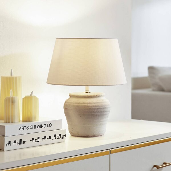 Stolní lampa Lindby Aelith, Ø 30 cm, bílá, keramika, E27