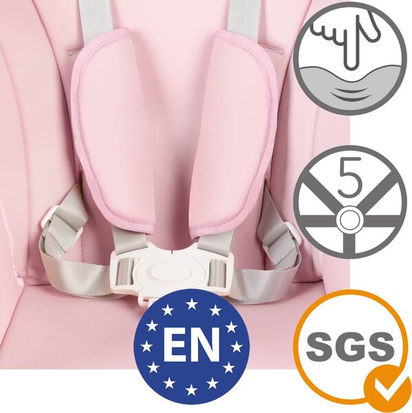 Dětská židlička na krmení Vysoká židle k jídelnímu stolu dřevo Kidwell NOBIS Pink