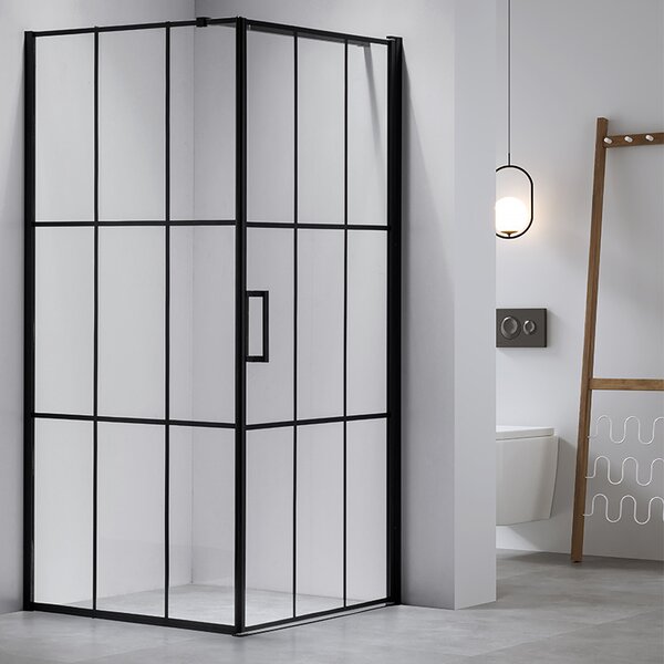 BPS-koupelny Čtvercový sprchový kout HYD-SK13A 80x80 černá/transparent + vanička HYD-SSV-SXL02A černá