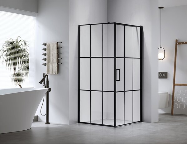 BPS-koupelny Čtvercový sprchový kout HYD-SK13A 80x80 černá/transparent + vanička HYD-SSV-SXL02A černá
