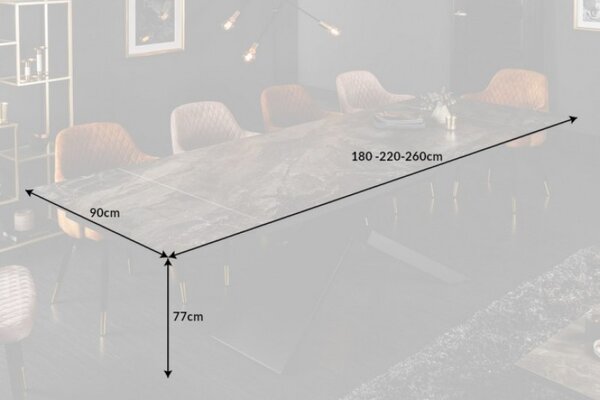 Jídelní stůl EUPHORIA DARK MRAMOR 180-220-260 CM keramika rozkládací Nábytek | Jídelní prostory | Jídelní stoly | Rozkládací