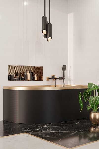 Invena Midnight, nástěnná vanová baterie, černá-růžové zlato, BW-35-014-V