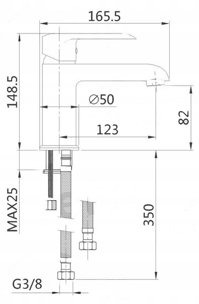 Invena Siros, umyvadlová baterie, černá matná, BU-90-004-A