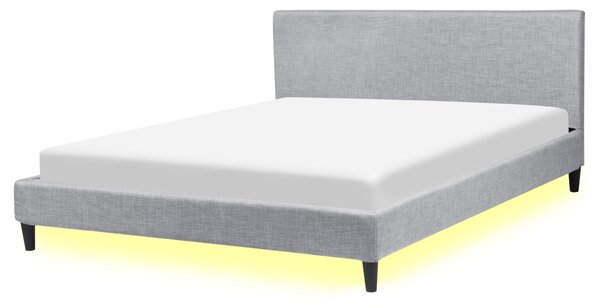 LED postel Tkanina FITOU 160 x 200 cm Světle šedá