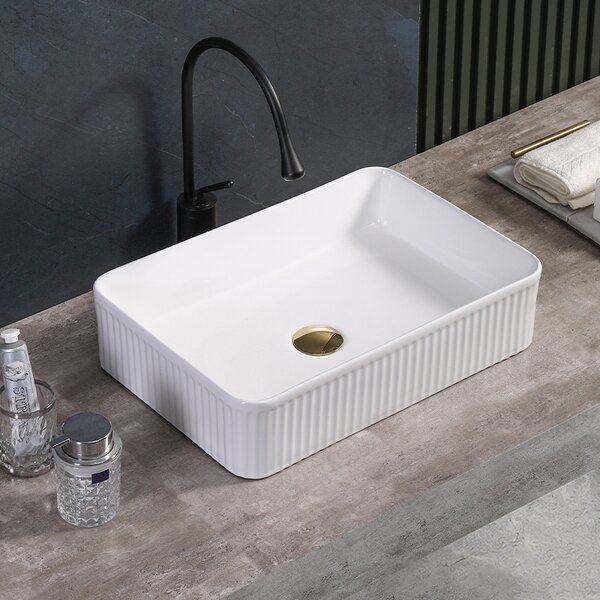 BPS-koupelny Keramické umyvadlo na desku HYD-AA-WH-500 50x34 cm, bílé