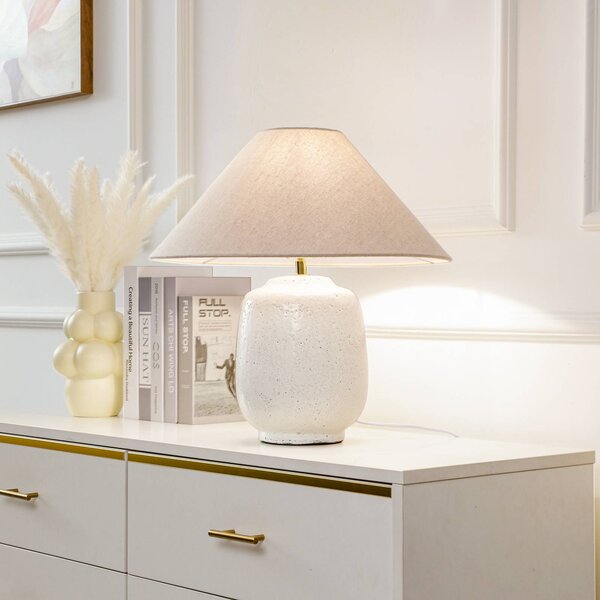 Lucande Stolní lampa Thalorin, výška 47 cm, bílá, keramika, Bílá / opál, Obývací pokoj / jídelna, Keramika, Skandinávský