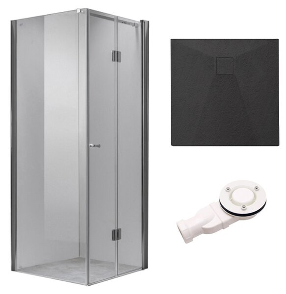 BPS-koupelny Čtvercový sprchový kout HYD-SK1180B 90x90 chrom/transparent + vanička HYD-SSV-RIKO černá