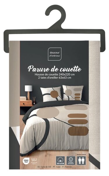 Béžové bavlněné povlečení na dvoulůžko/prodloužené 240x220 cm Santana – douceur d'intérieur