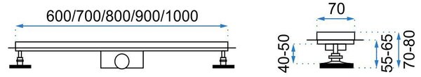 Odtokový žlab REA LINE 2 100 cm, chrom