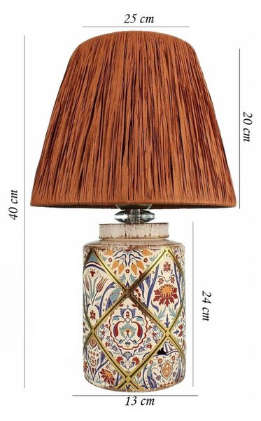 Stolní lampa v terakotové barvě se stínidlem z papírového výpletu (výška 40 cm) Alev – Opviq lights