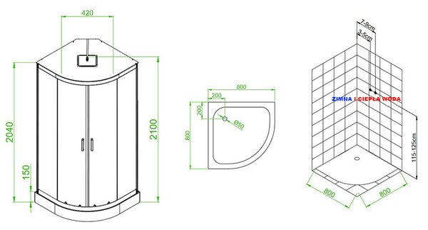 BPS-koupelny Hydromasážní box HYD-Lara 02A 80x80 cm černá/transparent