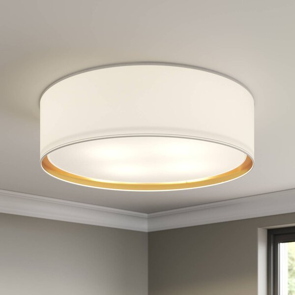 TK Lighting Stropní svítidlo Bilbao, bílá/zlatá, Ø 60 cm, stmívatelný, Bílá / opál, Ložnice, Textil / tkanina / hedvábí, Moderní