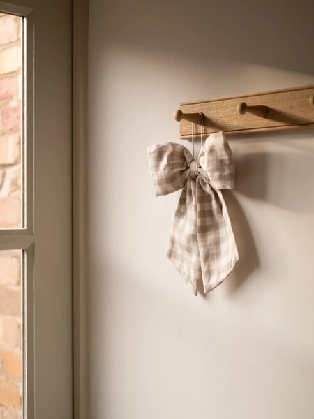 Hudson Home Závěsná dekorativní mašle Gingham Cream & Beige Checked HH103