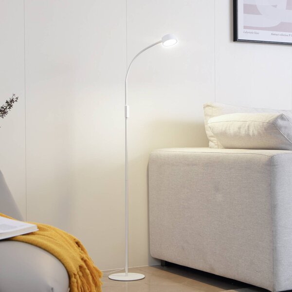 Lindby LED stojací lampa Maori, bílá, kov, stmívatelné, stmívatelný, Bílá / opál, Pracovna / kancelář, kov, Moderní