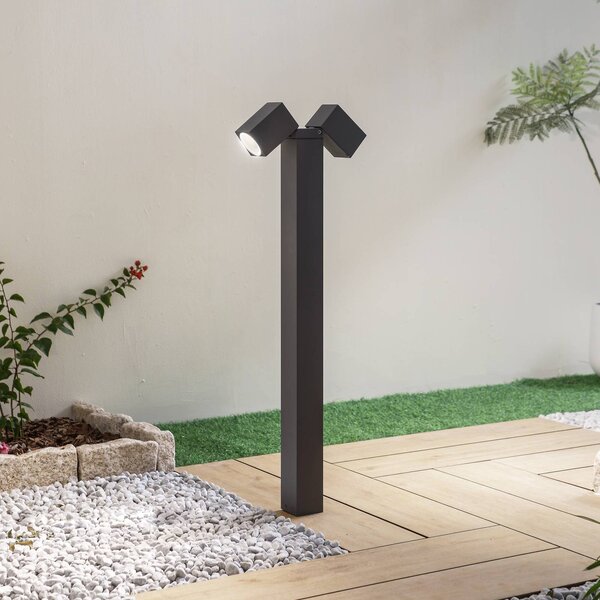 Lindby Světlo na cestu Othil, 2 světla, 80 cm, antracit, kov, stmívatelný, Hliník / šedá / zinek, Hliník, Moderní