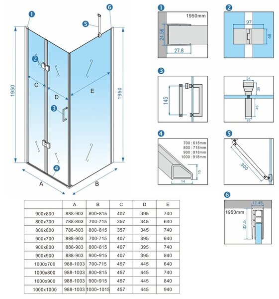 BPS-koupelny Obdélníkový sprchový kout HYD-OK20C 90x80 zlatá/transparent - bez vaničky