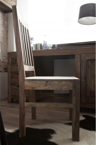 GREY WOOD Jídelní židle dřevěná - mřížované opěradlo, palisandr