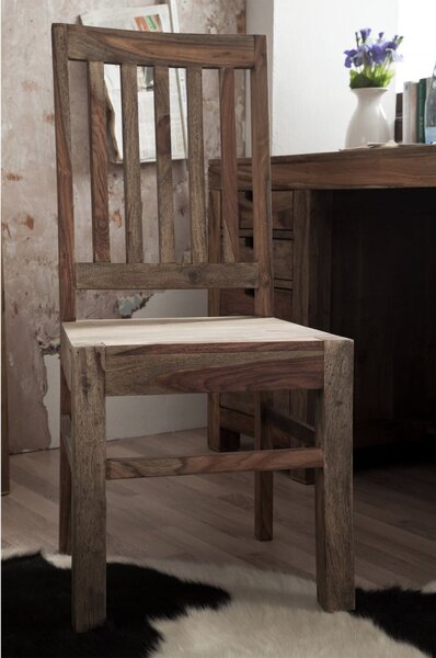 GREY WOOD Jídelní židle dřevěná - mřížované opěradlo, palisandr
