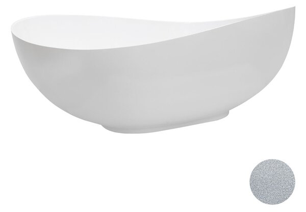 Besco Volně stojící vana z litého mramoru Siya Glam 160x92 (172x100) Barva: Bílá/stříbrná, Rozměry (cm): 160x92
