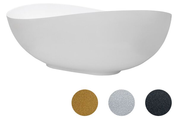 Besco Volně stojící vana z litého mramoru Siya Glam 160x92 (172x100) Barva: Bílá/stříbrná, Rozměry (cm): 160x92