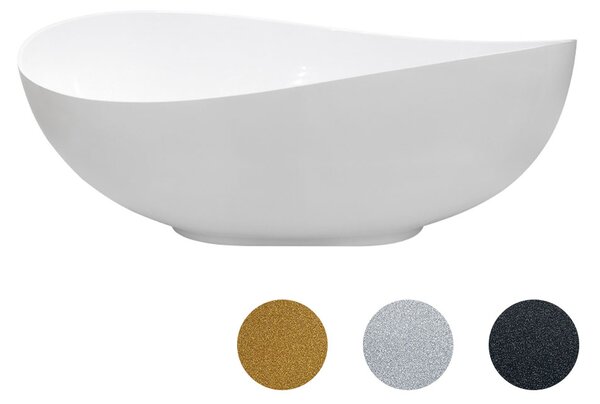 Besco Volně stojící vana z litého mramoru Siya Glam 160x92 (172x100) Barva: Bílá/stříbrná, Rozměry (cm): 160x92