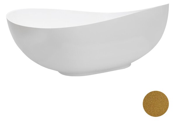 Besco Volně stojící vana z litého mramoru Siya Glam 160x92 (172x100) Barva: Bílá/stříbrná, Rozměry (cm): 160x92