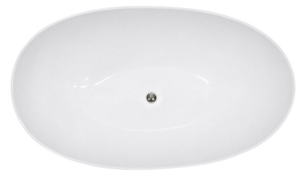 Besco Volně stojící vana z litého mramoru Siya Glam 160x92 (172x100) Barva: Bílá/stříbrná, Rozměry (cm): 160x92