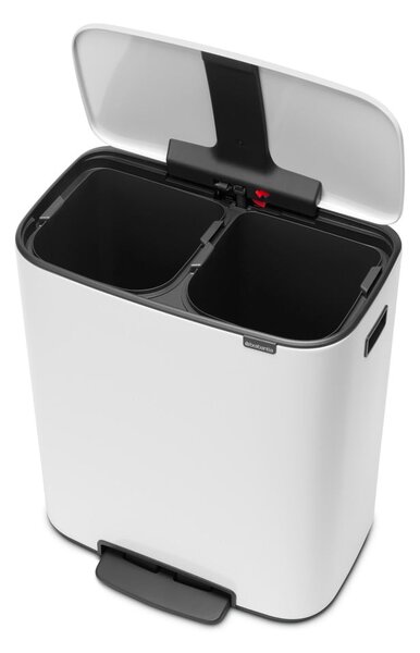 Bílý nášlapný ocelový odpadkový koš na tříděný odpad 2x30 l Bo – Brabantia