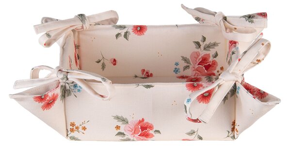 Bavlněný oboustranný košík na pečivo s květy Litttle Rose Collection - 35*35*8 cm