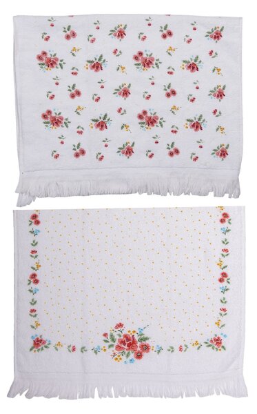 Sada 2ks kuchyňský froté ručník s květy Little Rose Collection - 40*66 cm