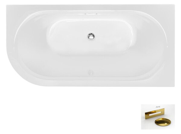 Besco Akrylátová volně stojící vana Avita A-Line CC/SP 150x75 (160x75, 170x75), s přepadem Rozměry (cm): 170x75, Typ a barva výpustě: Alcaplast Click-Clack se šterbinovým přepadem, zlatá, Orientace: Levá