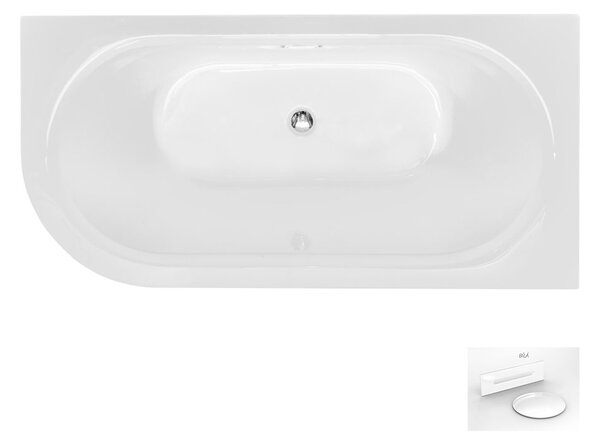 Besco Akrylátová volně stojící vana Avita A-Line CC/SP 150x75 (160x75, 170x75), s přepadem Rozměry (cm): 170x75, Typ a barva výpustě: Alcaplast Click-Clack se šterbinovým přepadem, zlatá, Orientace: Levá