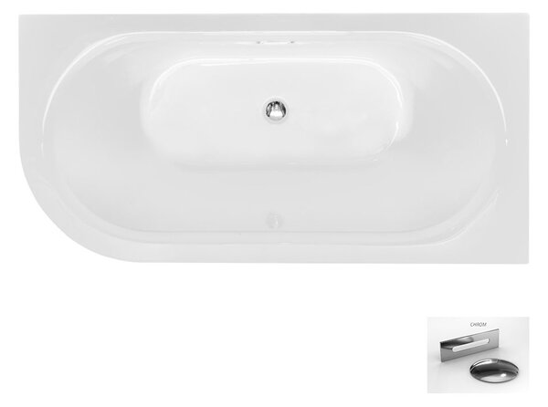 Besco Akrylátová volně stojící vana Avita A-Line CC/SP 150x75 (160x75, 170x75), s přepadem Rozměry (cm): 170x75, Typ a barva výpustě: Alcaplast Click-Clack se šterbinovým přepadem, zlatá, Orientace: Levá