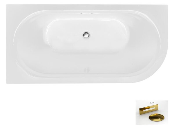 Besco Akrylátová volně stojící vana Avita A-Line CC/SP 150x75 (160x75, 170x75), s přepadem Rozměry (cm): 170x75, Typ a barva výpustě: Alcaplast Click-Clack se šterbinovým přepadem, zlatá, Orientace: Levá