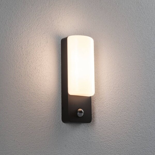 Paulmann LED venkovní nástěnné svítidlo Bonnie, hliník, antracitová, senzor, Černá, Hliník
